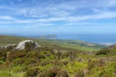 View of Dinas Head, Aberfforest and Newport beach from Carningli Mountain