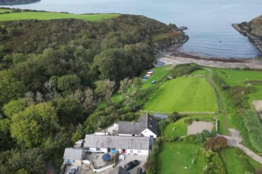 Crab Cottage (with the red front door) is just a short walk from Aberfforest beach.